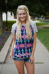 Neon Geo Print Top ~ Grey