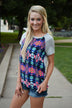 Neon Geo Print Top ~ Grey