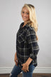 Traditional Navy and Olive Plaid Top