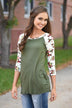 Catch My Eye Floral Top - Olive
