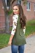Catch My Eye Floral Top - Olive
