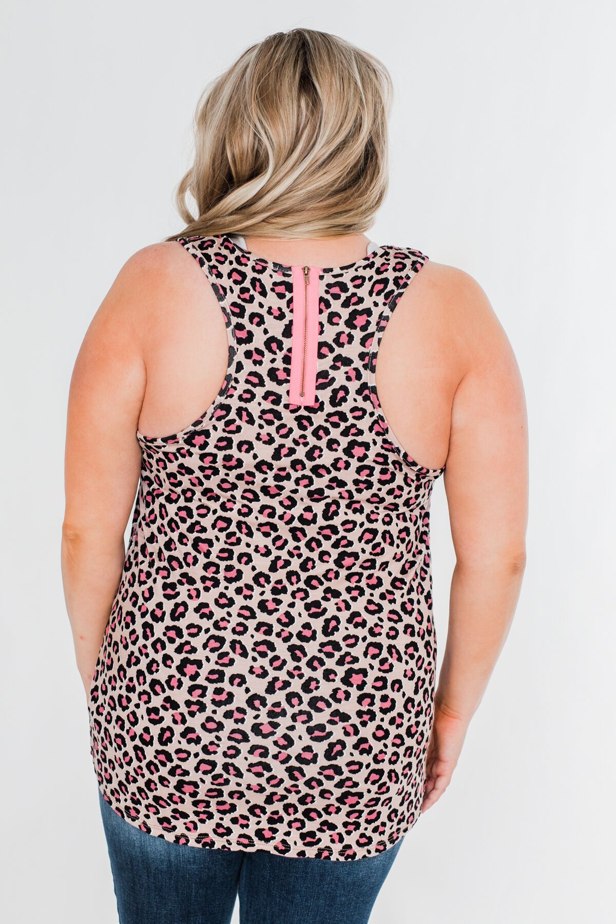 Wild And Free Leopard Tank Top- Mocha & Pink