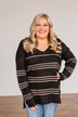 Simply The One Striped Sweater- Black