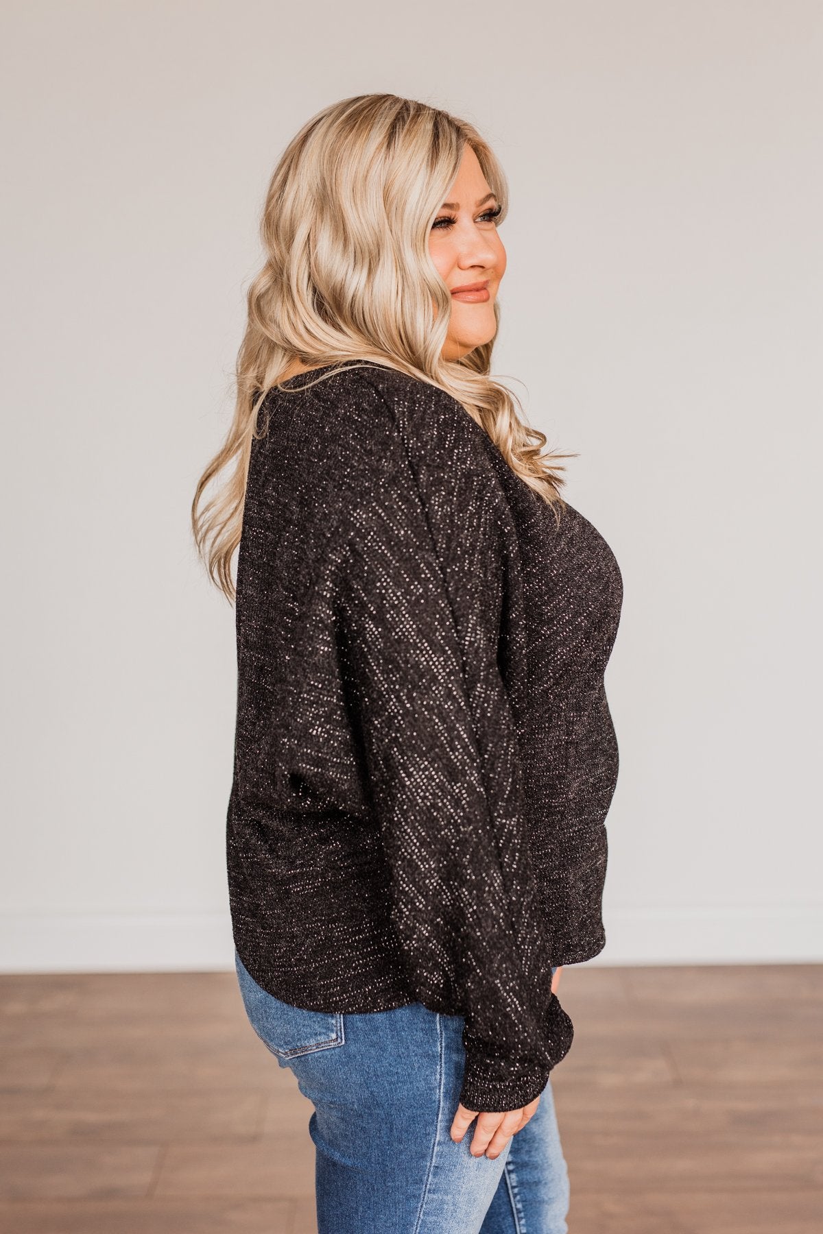 Glitz & Glam Long Sleeve Top- Black