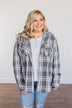 Knowing You're Mine Hooded Plaid Top- Grey