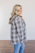 Knowing You're Mine Hooded Plaid Top- Grey