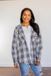 Knowing You're Mine Hooded Plaid Top- Grey