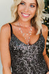 Long Circle Charm Necklace- Silver
