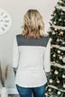 Holiday Magic Sequin Color Block Top- Charcoal & Light Grey