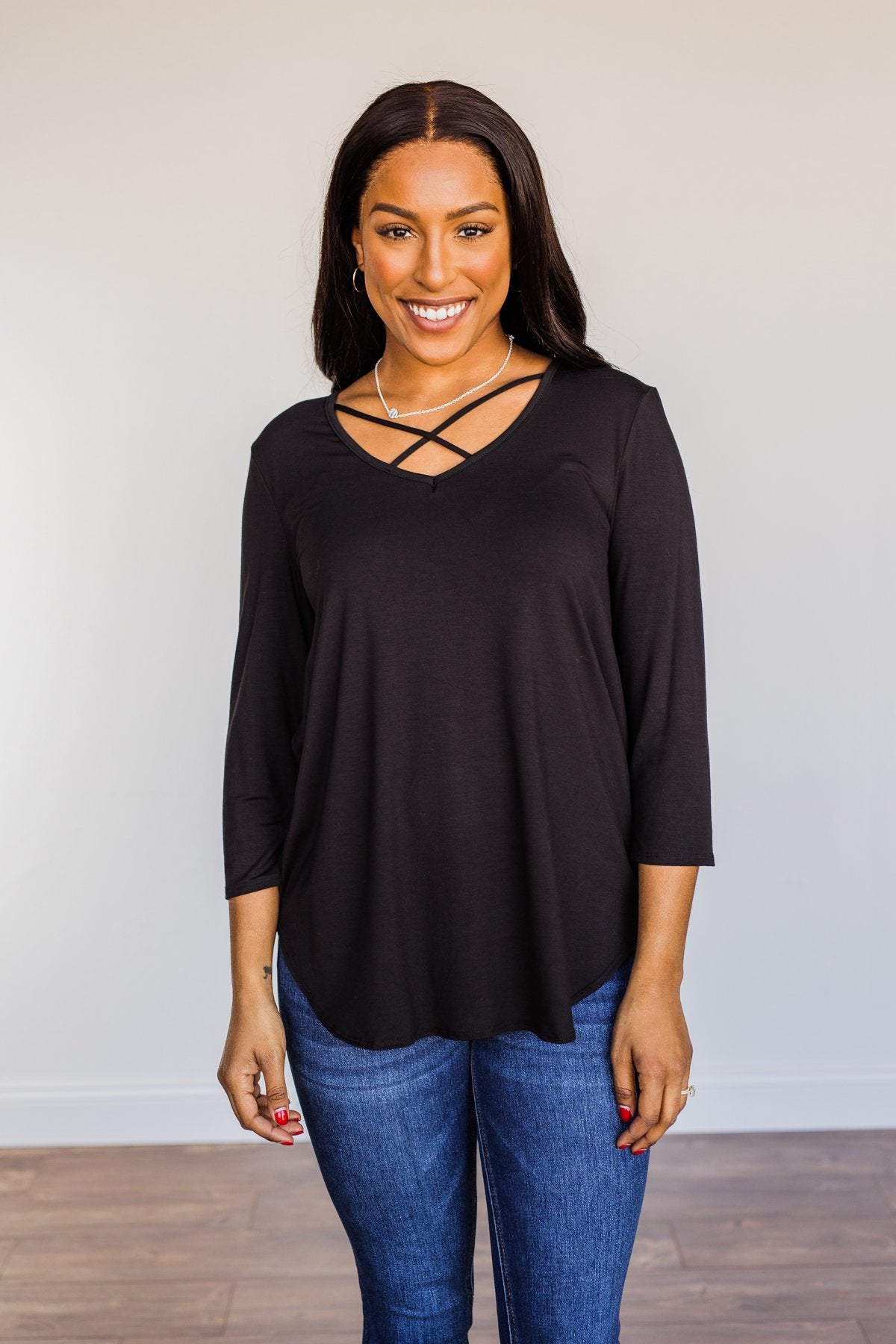 Sucker For Love Criss-Cross Top- Black