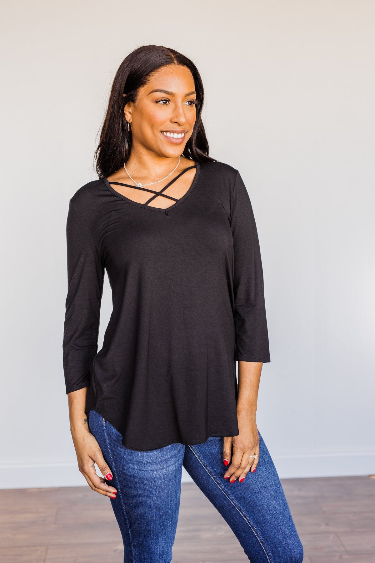 Sucker For Love Criss-Cross Top- Black