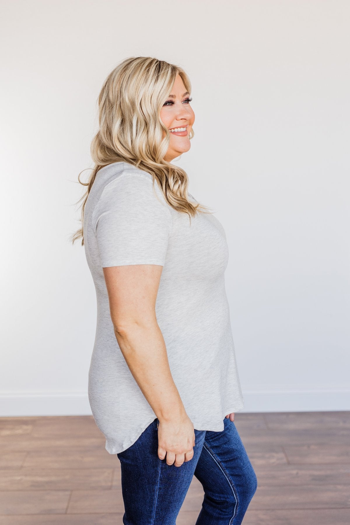 Good Moods Criss-Cross Top- Heather Grey