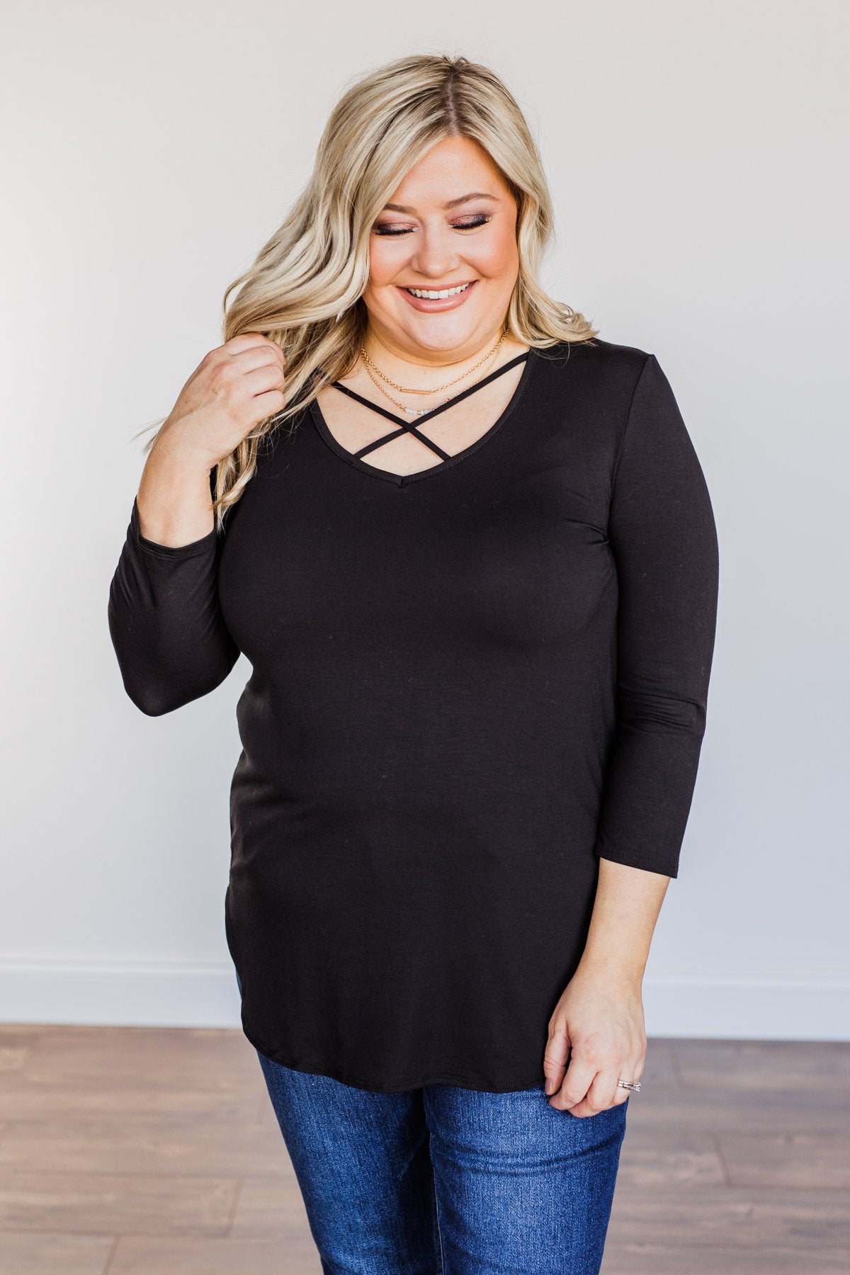 Sucker For Love Criss-Cross Top- Black