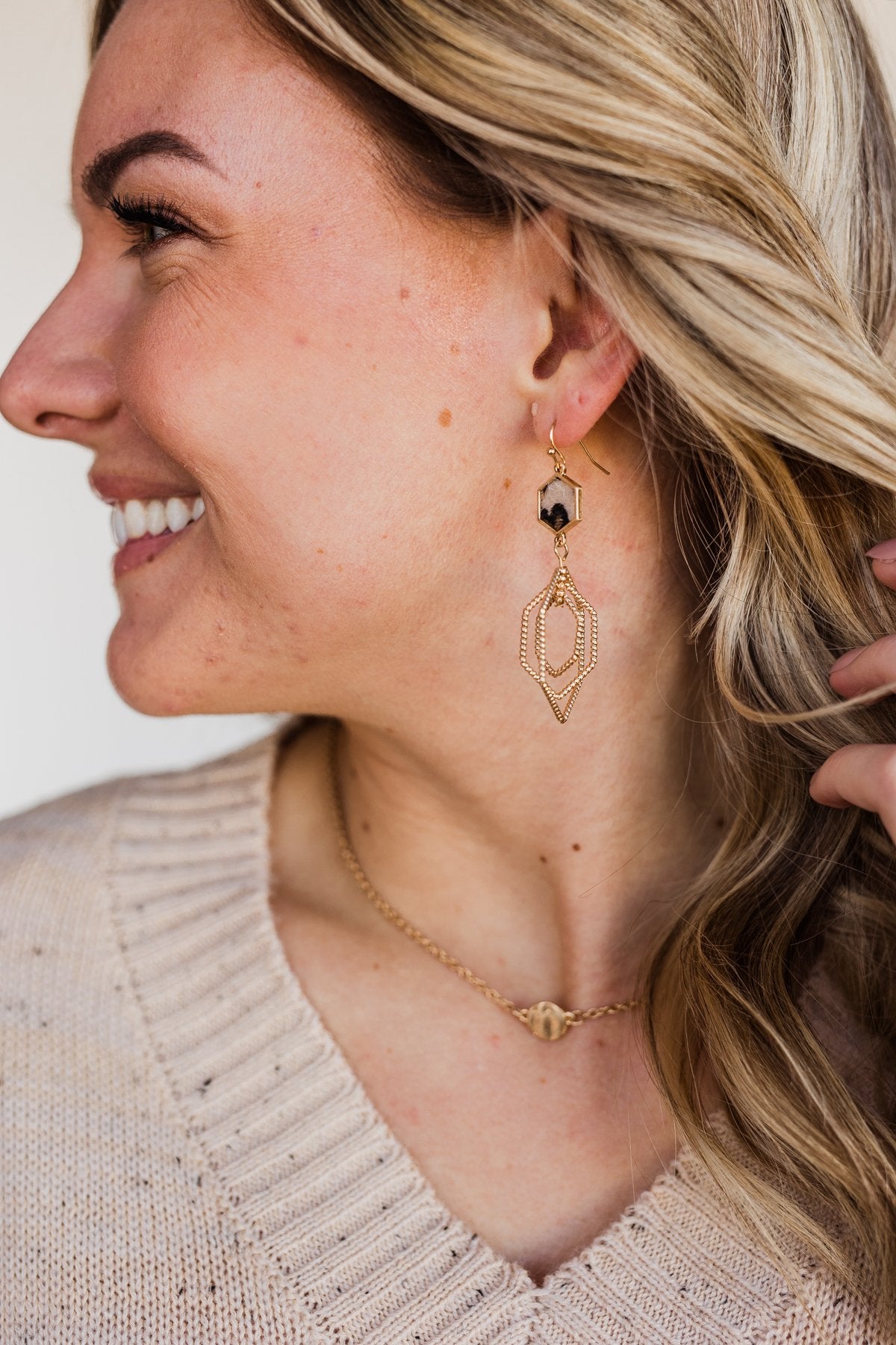 Fashion Icon Tiered Earrings- Gold