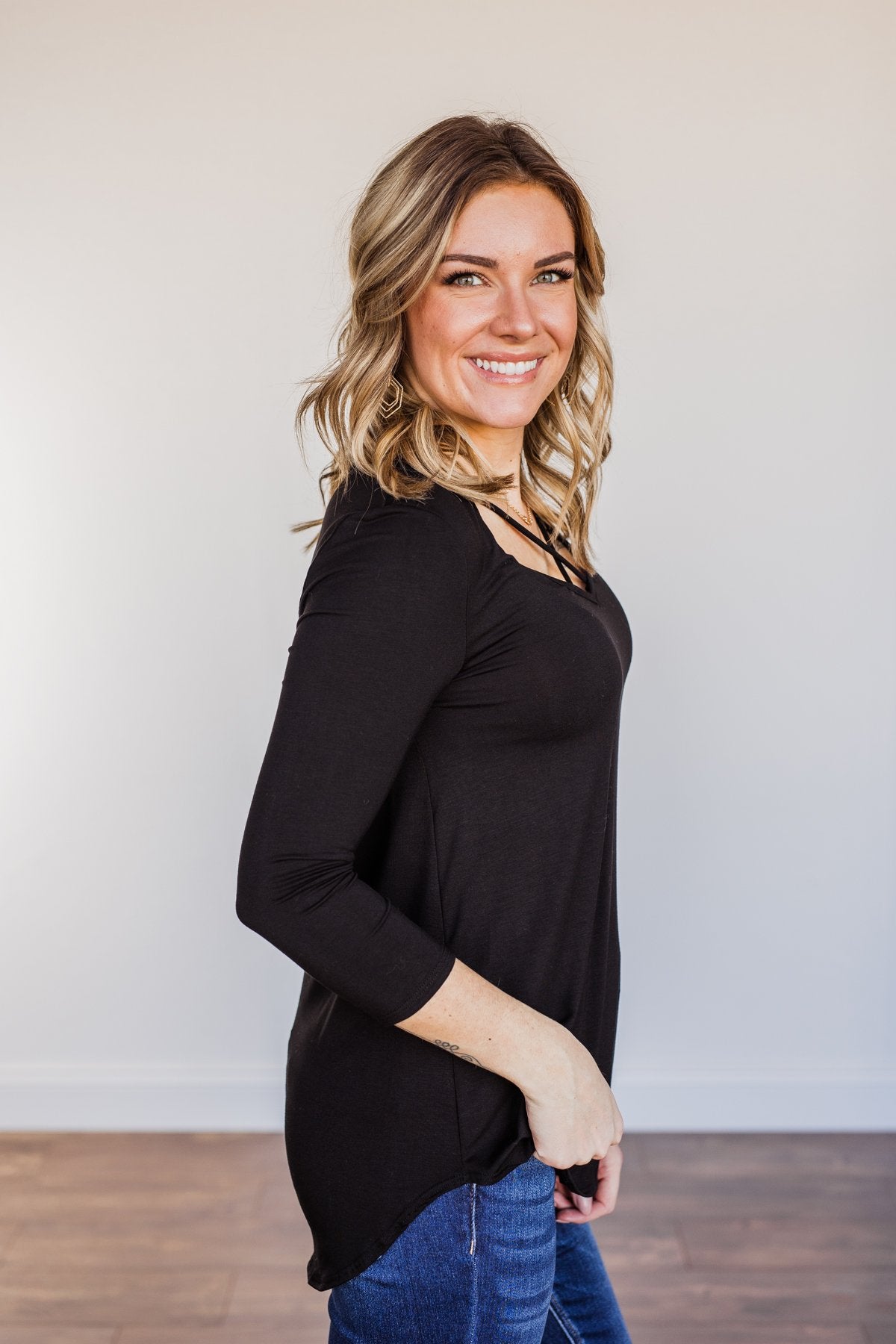 Sucker For Love Criss-Cross Top- Black