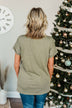 Simpler Times V-Neck Pocket Top- Light Olive