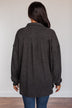 Sparkling Snow Button Pocket Top- Charcoal
