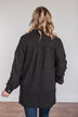 Sparkling Snow Button Pocket Top- Charcoal