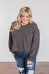 Breaking The Rules High-Low Long Sleeve Top- Charcoal