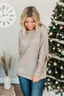 Living In Luxury Shimmer Top- Taupe
