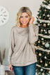 Living In Luxury Shimmer Top- Taupe