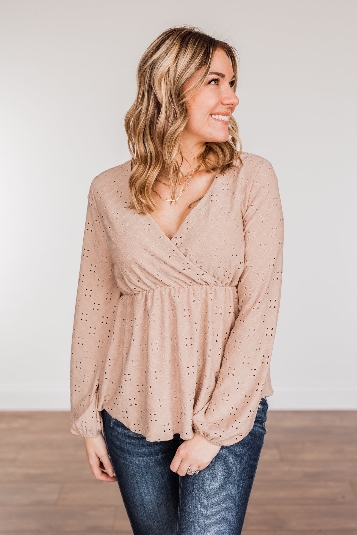 Good Morning Beautiful Babydoll Top- Taupe