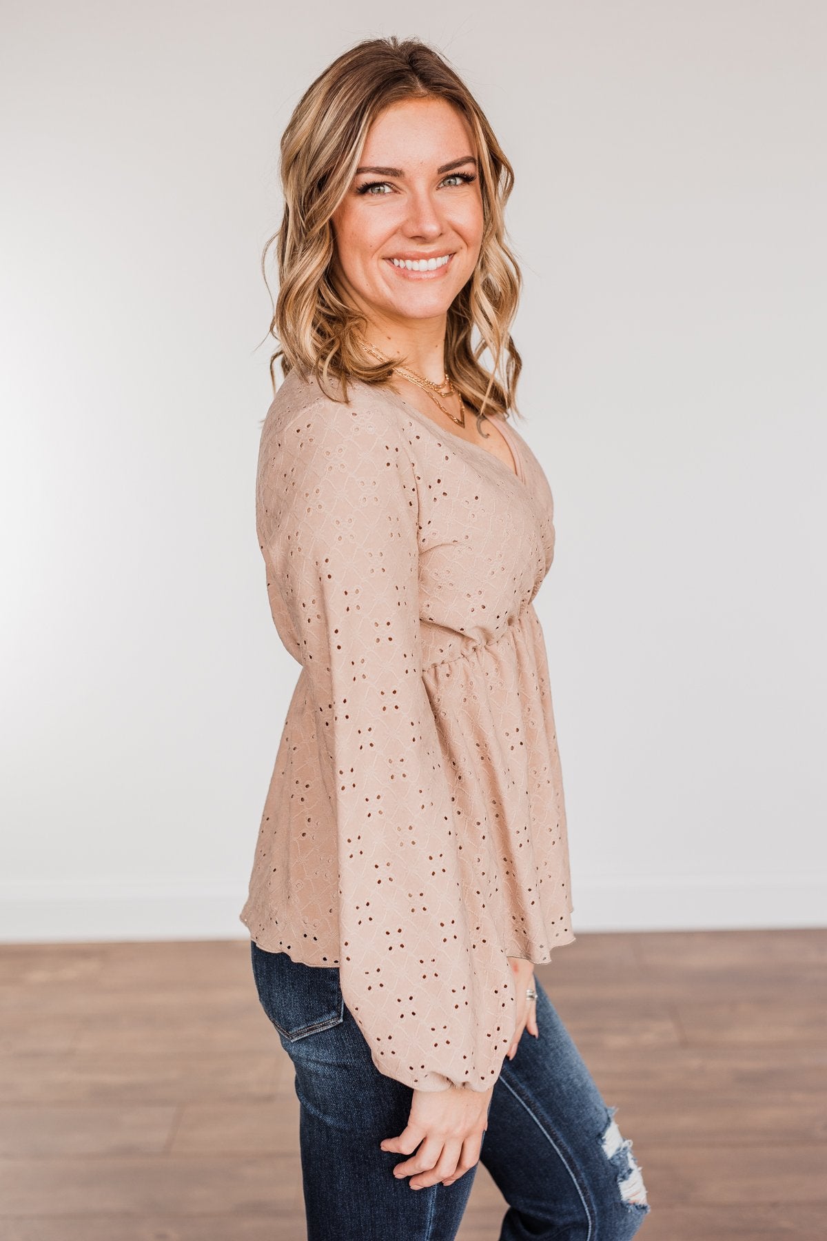 Good Morning Beautiful Babydoll Top- Taupe