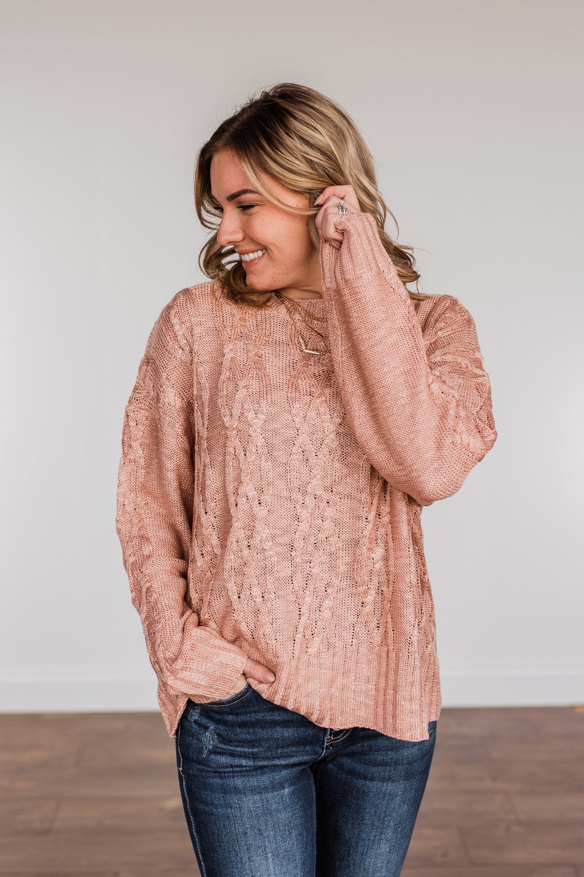 Smile For Me Knit Sweater- Pink