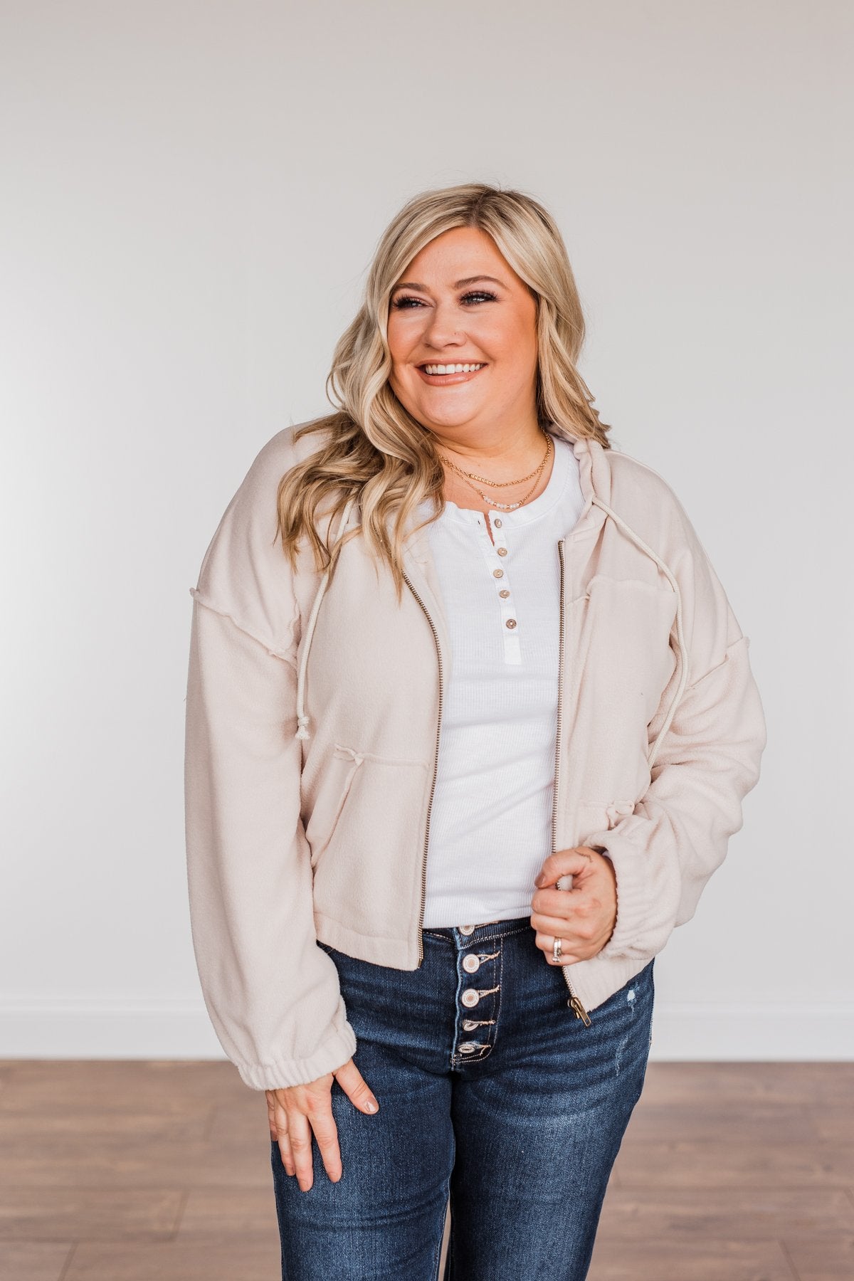 Hiding My Feelings Cropped Hoodie- Light Oatmeal