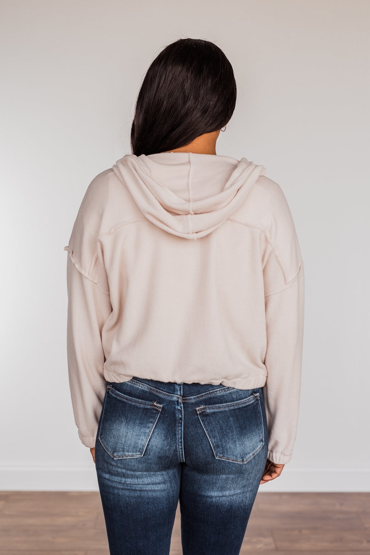 Hiding My Feelings Cropped Hoodie- Light Oatmeal