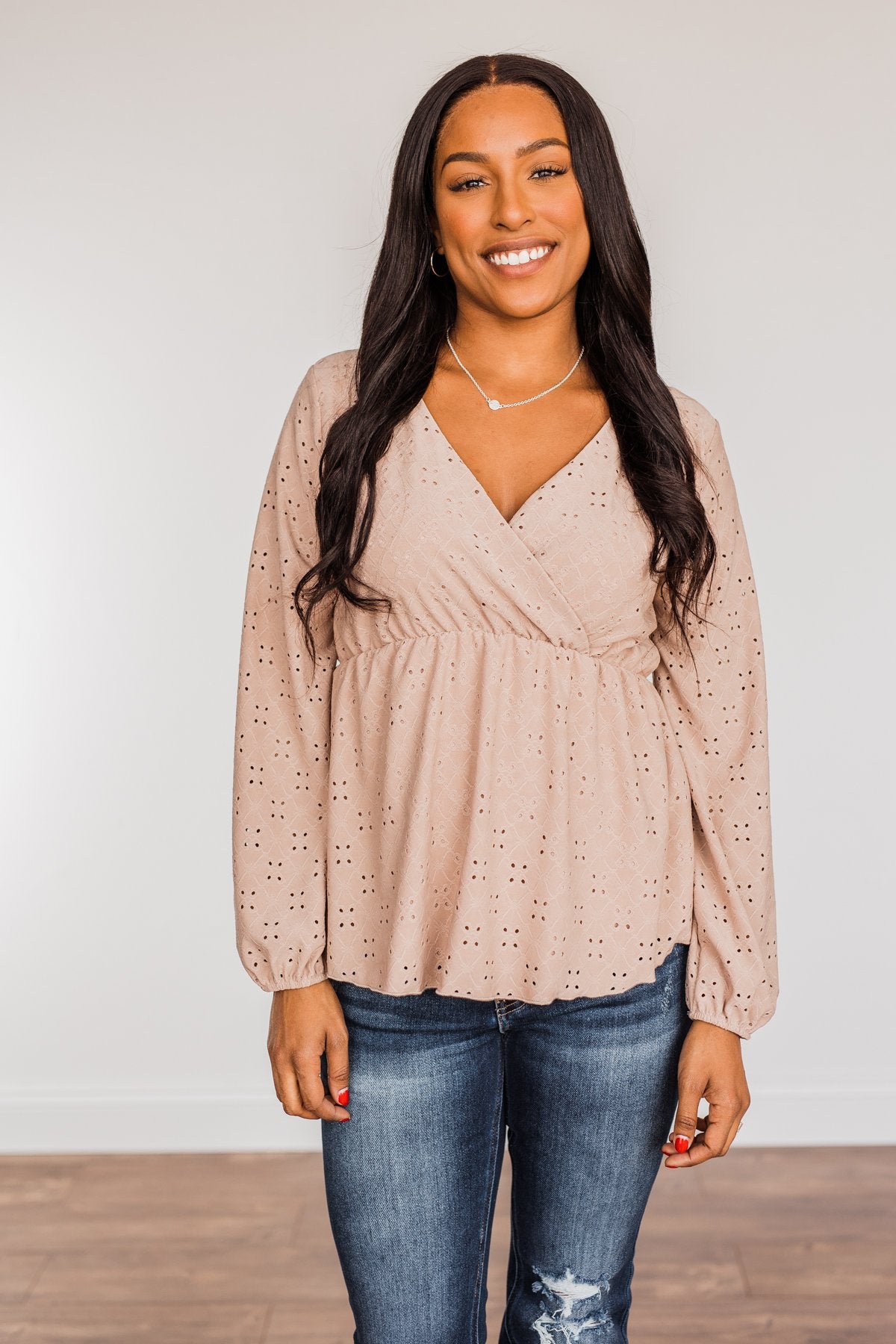 Good Morning Beautiful Babydoll Top- Taupe