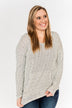 Embrace The Day Knit Hoodie- Ivory & Dark Charcoal