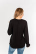 Sail Away With Me Knit Button Top- Black