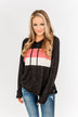 Who I am Color Block Drawstring Hoodie- Black, Pink, & Light Taupe