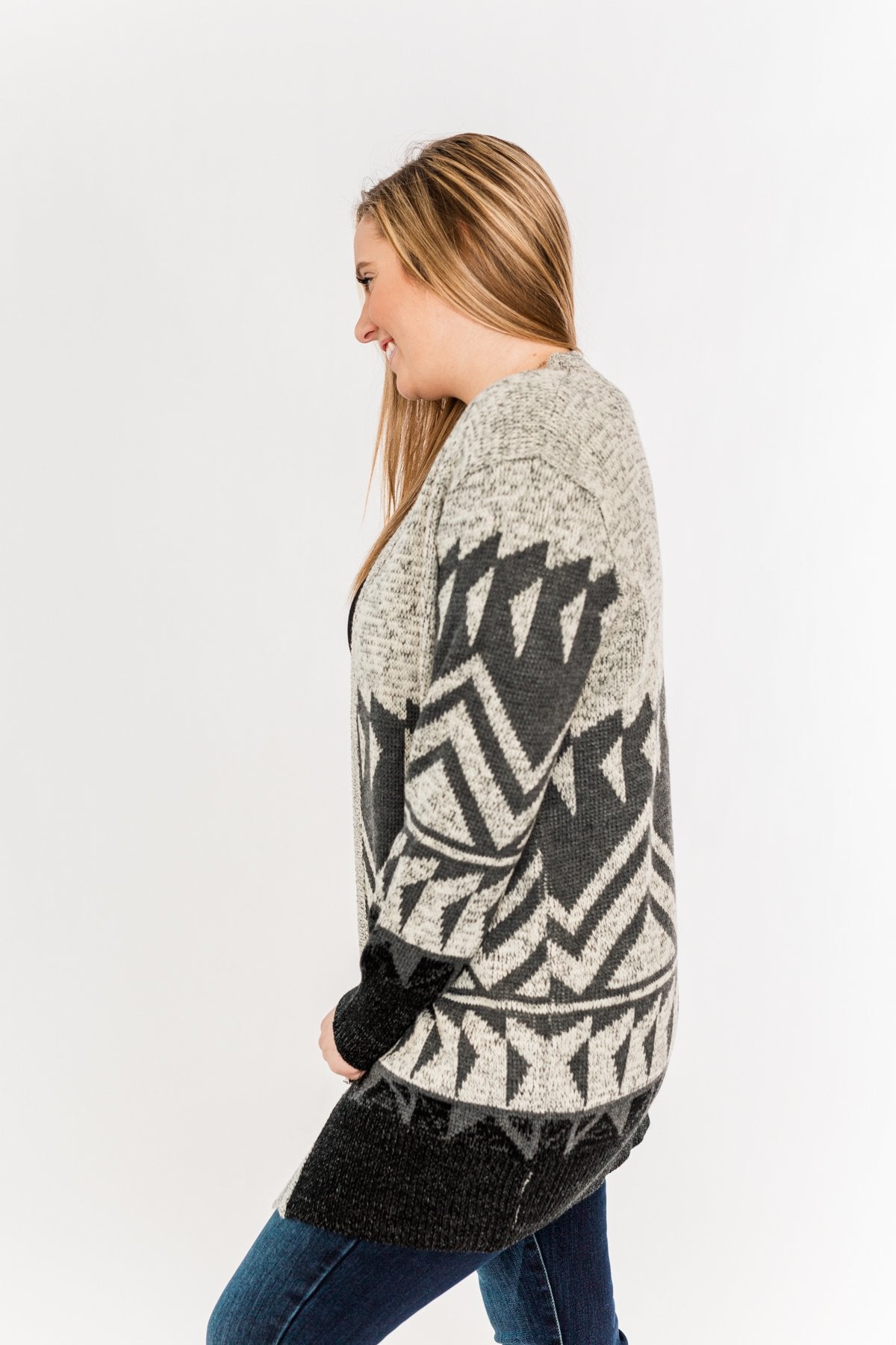 Winter Breeze Heavy Knit Cardigan- Grey & Charcoal