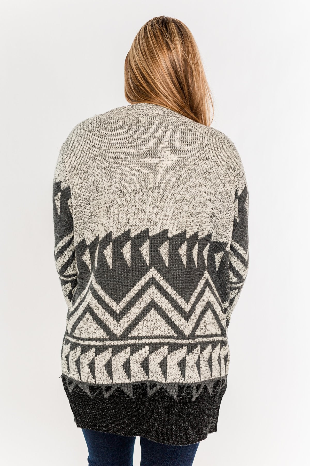 Winter Breeze Heavy Knit Cardigan- Grey & Charcoal
