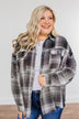 Coming Through Frayed Plaid Top- Grey & Black