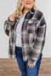 Coming Through Frayed Plaid Top- Grey & Black