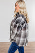 Coming Through Frayed Plaid Top- Grey & Black