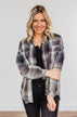 Coming Through Frayed Plaid Top- Grey & Black