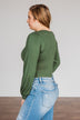 Enchanting Looks Long Sleeve Bodysuit- Olive