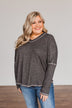 Purely Stunning Long Sleeve Knit Top- Charcoal