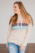 All Over This Striped Hooded Top- Taupe