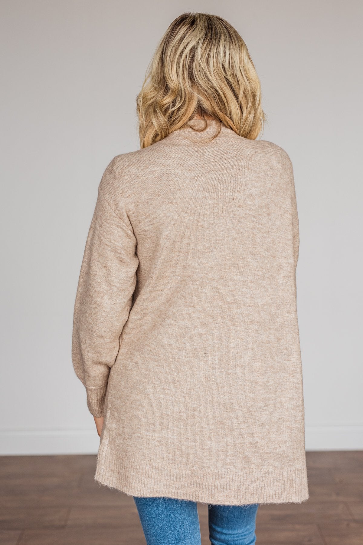 Talk Of The Town Long Knit Cardigan- Taupe