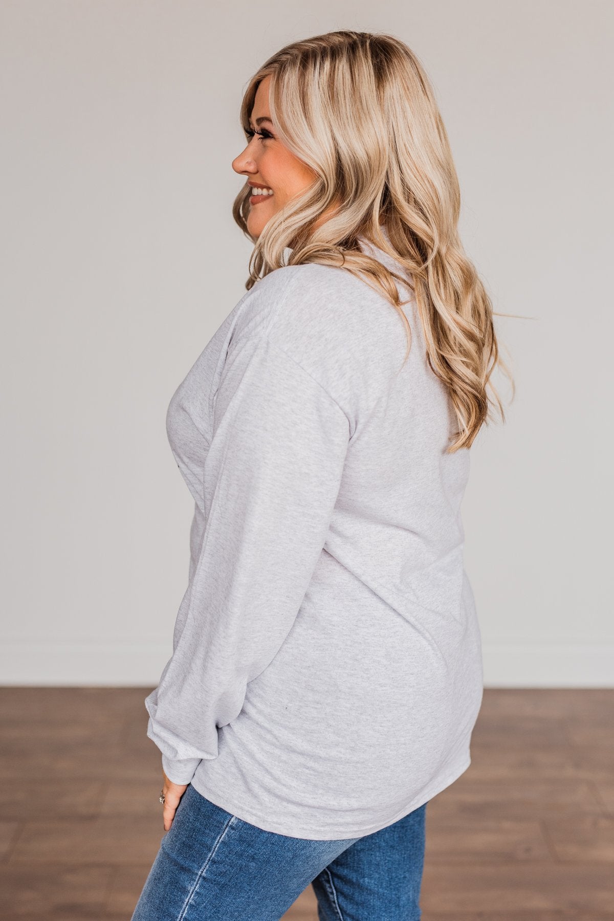 "I Run On Coffee & Christmas Cheer" Graphic Top- Grey