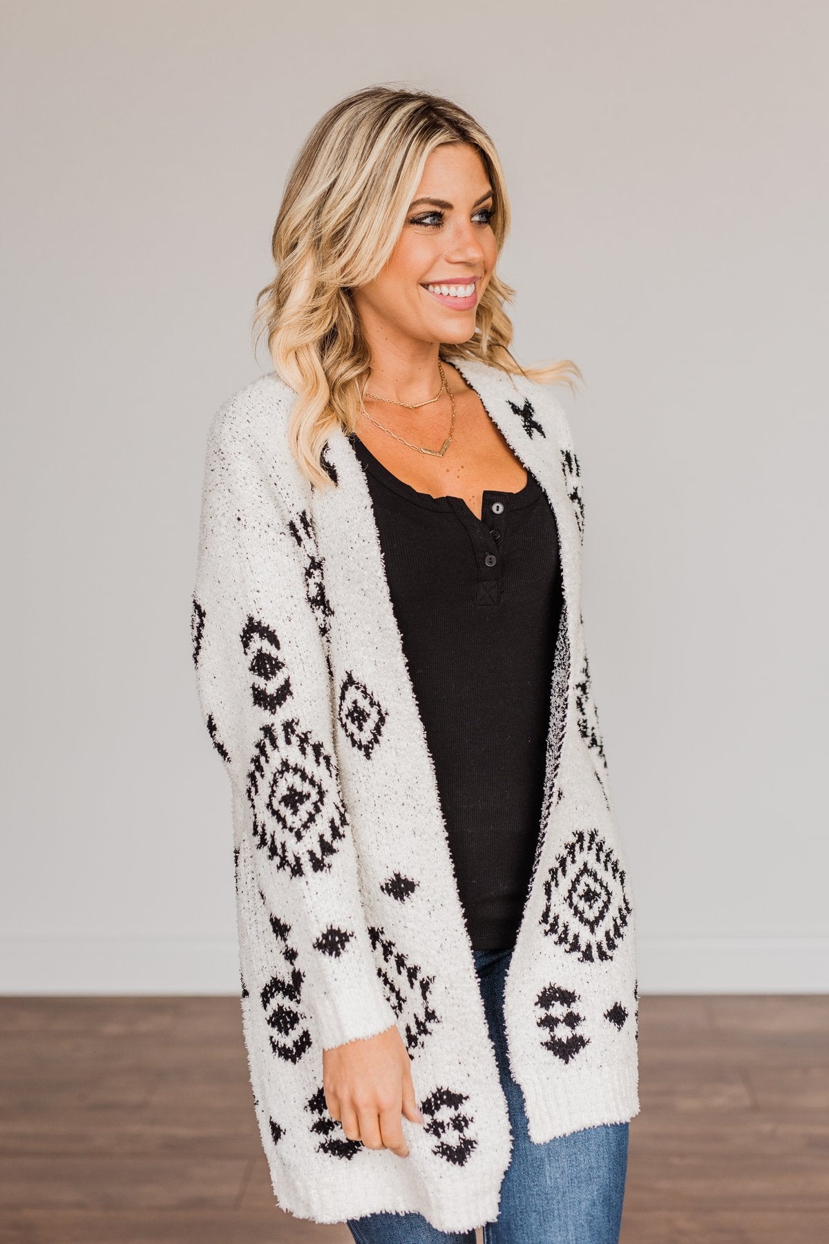 Black and discount white aztec cardigan