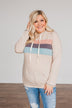 All Over This Striped Hooded Top- Taupe