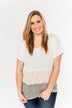 Welcome Wishes Color Block Thermal Tee- Off-White, Tan & Leopard