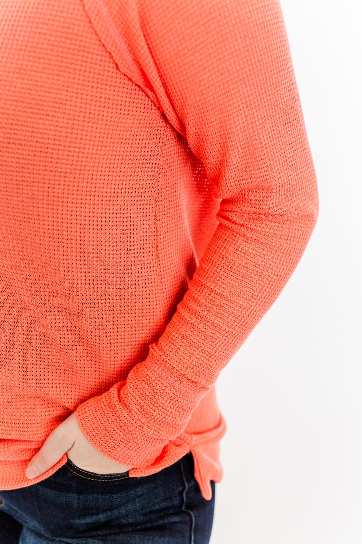 There You Go Again Thermal Notch Top- Coral