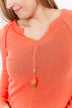 Beautifully Me Feather Pendant Necklace- Peach & Gold